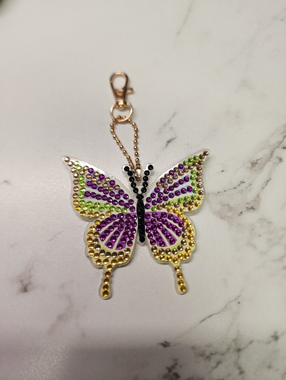 Crystal Butterfly Keychain Charm - Multicolor Accent